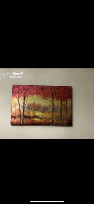 لوحه منظر طبيعي عرض متر بنصر متر بحاله ممتازه وقت الخريف والوان فصل الخريف تصلح لغرفة معيشه