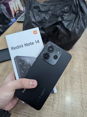 بسم الله Redmi Note 14 بالباكو جديد ظهر زجاج فريم الومنيوم مساحة 256 رام 8  بطارية 5500 مع شحن سريع