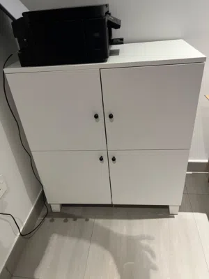White 4-Door Storage Cabinet / Cupboard - Good Condition
