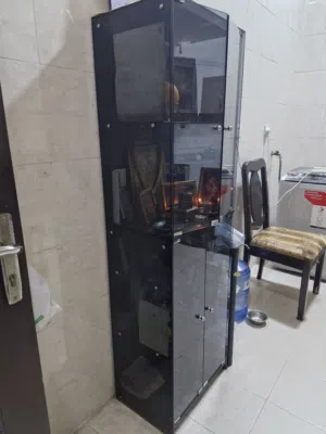 Grey Tempered Glass Showcase Cabinet