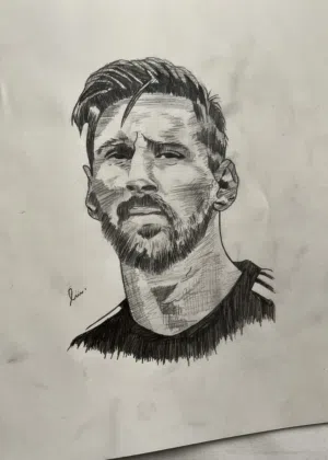 رسم ميسي بالرصاص