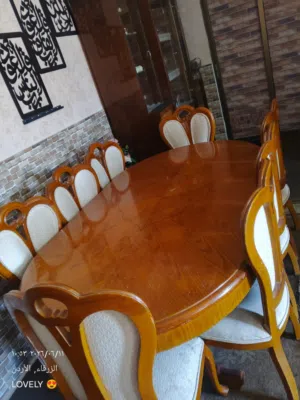 طاوله سفره خشب زان عدد كراسي 8 سعر 230