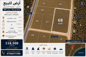 أرض للبيع في ماعين - مشرفة المرعاوي - 6.581 دونم - من المالك مباشرة