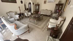 Luxury Hardwood Living Room Set Sofa Chairs Tables طقم أثاث مجلس فاخر كامل كنب وكراسي وطاولات