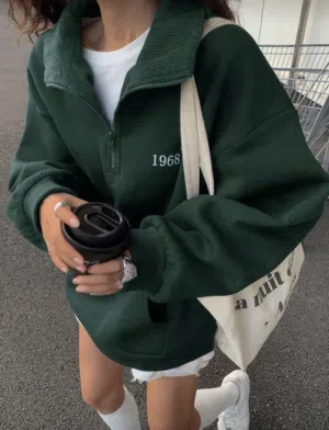 Casual Jacket with Collar – Green – Small