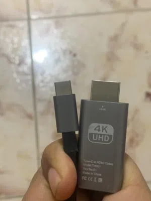 Type-C to HDMI 4K UHD Cable (موديل TH001)  المواصفات: 	•	مدخل: USB Type-C 	•	مخرج: HDMI 	•	يدعم دقة
