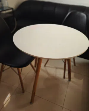 set of 2 chairs and round table