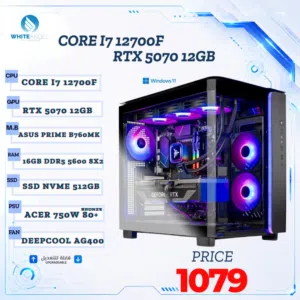 تجميعة العاب I7 12700F بكرت RTX 5070 12GB رام 16 DDR5 بي سي جيمنج بافضل الاسعار بالمملكة