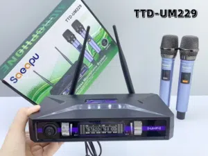 ميكروفون مزدوج لاسلكي مع لاقط على كهرباء مباشر