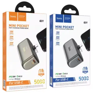 Hoco PowerBank Mini 5000mAh باوربانك هوكو 5000 مل امبير حجم يدعم الشحن السريع