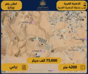 Farm Land for Sale in Amman Al-Dhuheibah Al-Gharbiyah