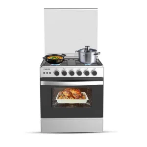 Nikai 60x60cm Freestanding Gas Cooker 4 Burner Oven with Auto Ignition Silver U6068FSE1