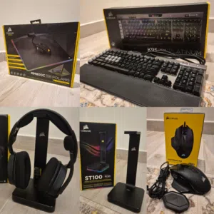 Corsair K95 Keyboard, Nightsword Mouse, MM800 Mousepad, VOID Pro Wireless headset & RGB stand