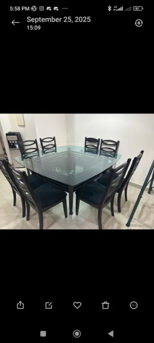 8  chairs dining table used but recently polished best condition u can find