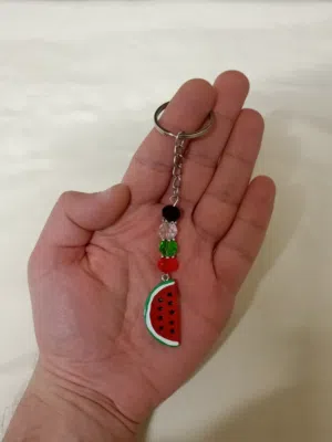ميدالية مفتاح بطيخ نص مع خرز كريستال