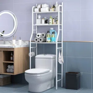 Washroom organiser with 3 racks and anti corrosion materials