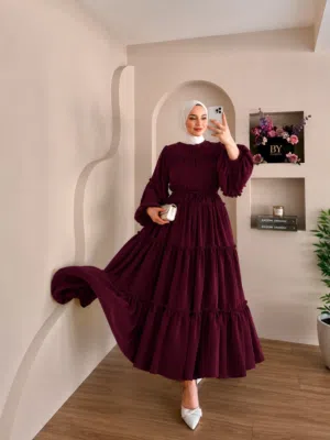 فستـان شيفـون مبطـن دبـل كلوش