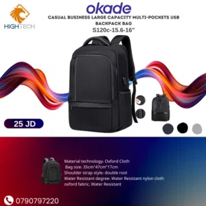 شنته لابتوب كبيره أسود وسكني بجيوب متعدده وواسعه مقاومه للماء-S-120C-15.6-16 Laptop backpack bag