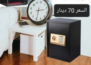 خزنات نقود اسود للفنادق أو المنزل خزنة إلكترونية للبيع في الاردن قاصات ديجيتال ومفتاح عدد 2 ورف