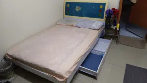 Bed with Mattress with fancy headrest