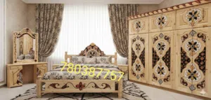 غرف نوم خشب سويدي يوجد نقشات ملونه او نقشات صافي اختر المناسب لك