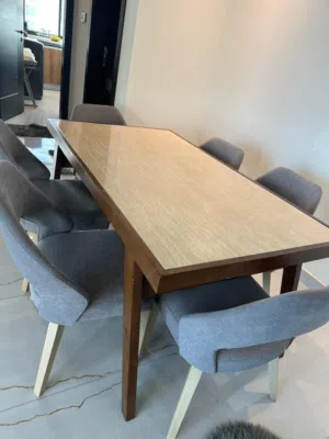 Modern Dining Set + 6 Chairs - طاولة سفرة طعام  خشب مع 6 كراسي