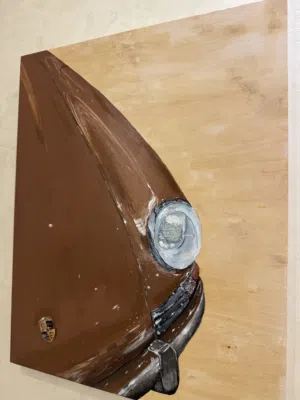 Porsche 911 painting  رسمة سيارة بورش على لوح خشبي