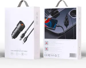شاحن سياره سريع 18 واط شاحن تلفون Quick Charge على مدخل ولاعه السياره مع وصله شحن للهاتف خلوي موبايل