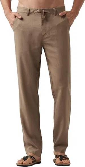 بنطلون رجالي كتان وقطن, مريح للصيف والشاطئWILLIT Men’s Cotton-Linen Lounge & Beach  Pants