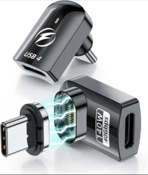 محول مغناطيسي USB-C من NALACAL بزاوية 180 درجة USB4 NALACAL USB-C Magnetic Adapter 180 Degree USB4