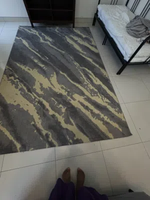 Modern Area Rug – Grey & Beige Marble Pattern