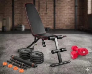 بكج بنش+دامبلز ستاتي+بارين دامبلز+وصلة بار+حبلين مقاومة