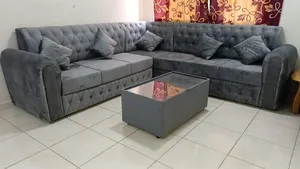 Buy Complete Set Of Brand New L Shape Sofa With free Center Table and Cushions All Color Available