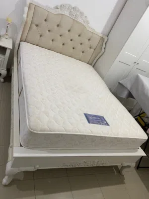white used bed, mattress and wardrobe for sale
