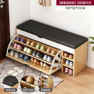 مقعد وخزانة أحذية 2×1 – تصميم ذكي وفخم تخزين عدد كبير من الأحذية بطريقة مرتبة وأنيقة مقعد مريح