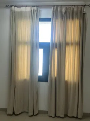 CURTAIN RODS & CURTAINS (FULL SET) 3 Windows