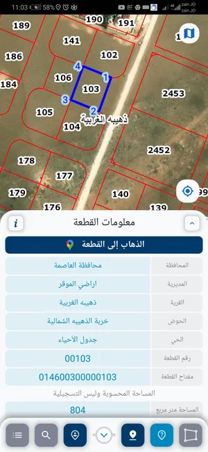 Residential Land for Sale in Amman Al-Dhuheibah Al-Gharbiyah