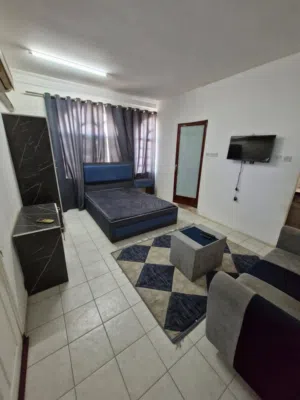 Furnished studio apartment for rent in Al Ghubra South, opposite Sultan Qaboos Sports Complex