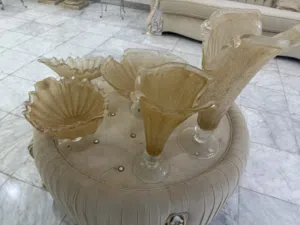 تحف و مجسمات زجاجيه طقم طلياني اصلي خمسه قطع