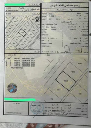 Residential Land for Sale in Muscat Al Khoud