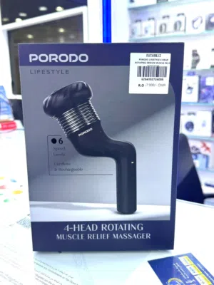 Porodo Lifestyle 4-Head Rotating Muscle Relief Massager - Black