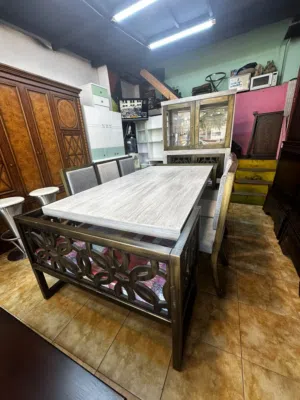 غرفه سفره طاوله 6 كراسي مفرد +2 مجوز +فضيه
