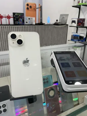 ايفون 14 مستعمل 128GB اللون ابيض الجهاز مش مفتوح الله ايبارك بالضمان خبش لا الجهاز
