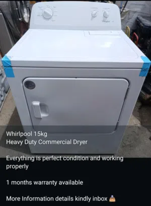 Whirlpool 15kg Dryer  General Electric 15kg Dryer  Heavy Duty Commercial Dryer