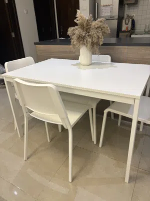 White extendable table and chairs