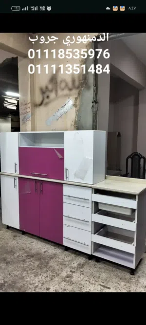 مطبخ جاهزاستلام فوري مطبخ قطعتين جاهز للاستلام فوري مطبخ اكليريك تركي لامع جلوسي ضد الميابسعر المصنع