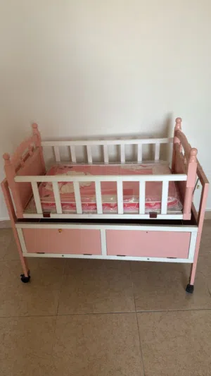 Baby Swing Cradle Bed with Storage – Pink & White