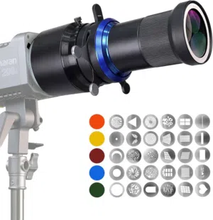 Bowens Mount Snoot Spotlight Gobo Projector, Compatible with Aputure, Includes 5 Colour Filters