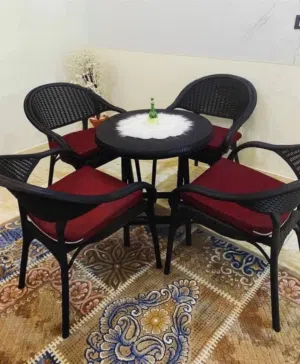 طقم رتان 4 كراسي وترابيزة مدورة