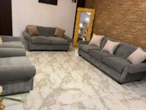 طقم كنب 7 مقاعد مستورد خشب سويد بالكامل  فخم و ثقيل جداً  اسفنج دانلوب ،ارضيات zig zag